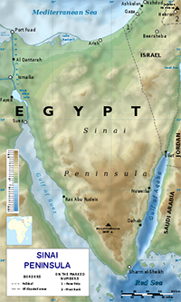 Map of Sinai Peninsula-Egypt