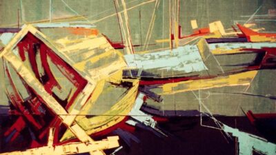 Painting of boats and the sea by the plastic artist Ali Nabil Wahba-Egypt's cultural tapestry